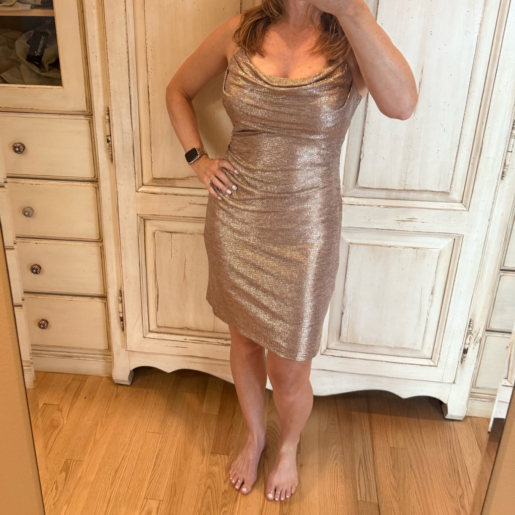 Elegant Rose Gold Cocktail Dress - Never Worn